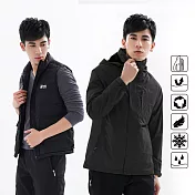 【遊遍天下】二件式男款GlobeTex防水透濕外套+防潑保暖90%羽絨背心(GJ25008)M黑色