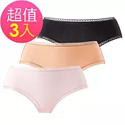 【黛安芬】純棉平口褲三件褲包組 M-EL(黑/膚/粉)M三件組
