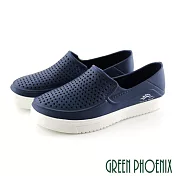 【GREEN PHOENIX】男 洞洞鞋 雨鞋 休閒鞋 防水 平底 台灣製 EU40 藍色