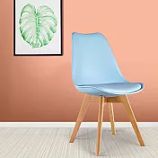 E-home EMSB北歐經典造型軟墊櫸木腳餐椅-五色可選 藍色