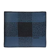 COACH 格紋子母短夾-藍（現貨＋預購）藍