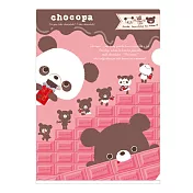 San-X 巧克貓熊行李箱系列A4文件夾。粉色巧克力樓梯