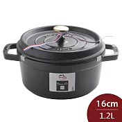 Staub 圓形鑄鐵鍋 16cm 1.2L  法國製 (電磁爐 IH爐可用) 黑色