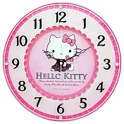 三麗鷗HELLO KITTY JM-W6244KT 浪漫風情雕花指針華麗蕾絲KITTY掛鐘 - 粉