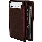 《TRAVELON》RFID L型證件夾(咖網紋)
