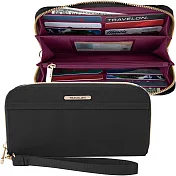 《TRAVELON》RFID三層證件防護長夾+腕帶(黑紫)