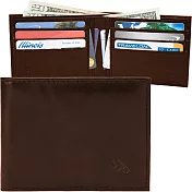 《TRAVELON》RFID真皮雙鈔票層短夾(深咖)