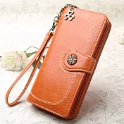 【L.Elegant】韓版時尚銅花長夾拉鏈零錢包B630(共二色)橘黃色