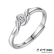 【Sayaka紗彌佳】 925純銀秘密之約簡約鑲鑽造型戒指 -白金色
