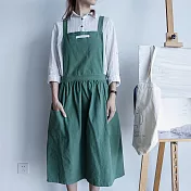 【巴芙洛】文青全棉文藝百褶圍裙(新品圍裙/圍裙/文創圍裙) 草綠色