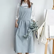 【巴芙洛】文青全棉文藝百褶圍裙(新品圍裙/圍裙/文創圍裙) 淺藍色