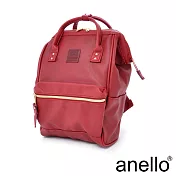 anello 輕質皮革口金後背包 酒紅色 M尺寸