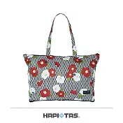 【HAPI+TAS】日本原廠授權 摺疊托特包- 橘色茶花條紋