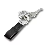 [TROIKA] 滾球軸承環鑰匙圈(黑皮革 ; 亮鉻金屬)