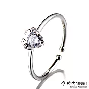 【Sayaka紗彌佳】純銀晶漾麋鹿鑲鑽開口戒 -白金色
