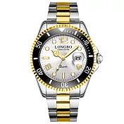 LONGBO龍波 80430時尚經典水鬼系列夜光指針鋼帶手錶- 中金銀