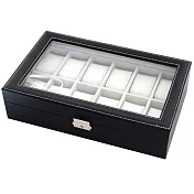 【完全計時】錶盒館精緻手錶收藏盒【12只入】質感黑皮革款 附鎖 開窗 (皮革02)