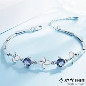 【Sayaka紗彌佳】優雅幸福四葉草彩鑽交織手鍊 -紫鑽