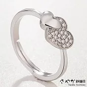 【Sayaka紗彌佳】心心相印甜蜜心形鑲鑽戒指 -白金色