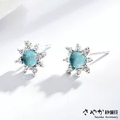 【Sayaka紗彌佳】閃耀奪目太陽花鑲鑽造型耳環 -藍鑽