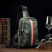 【Zoe s】防潑水迷彩牛津胸揹包(軍綠)
