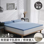 【House Door 好適家居】斯里蘭卡進口天然乳膠床墊天然防蚊防螨5cm-雙人5尺雪花藍