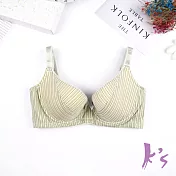 【K’s 凱恩絲】有氧蠶絲甜蜜果綠糖果條紋內衣B41款32/70B果綠色