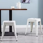 E-home 二入組Una尤娜工業風可堆疊金屬吧檯椅-高45cm 三色可選白色