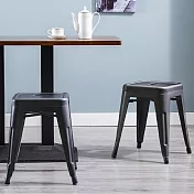 E-home 四入組 Una尤娜工業風可堆疊金屬吧檯椅-高45cm 三色可選黑色