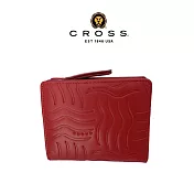 【CROSS】臺灣總經銷 限量2折 頂級小牛皮女用短夾零錢包 全新專櫃展示品 (紅色 贈禮盒提袋)