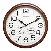 KAIROS凱樂時 KW-500 典雅簡約溫溼度顯示實木掛鐘- 咖色