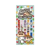 日本AL PLANNING蠟筆小新GEL INK PEN五色0.7mm水性原子筆K-6551(5入)綠色