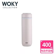【WOKY 沃廚】JIN真瓷系列-輕量隨行陶瓷保溫瓶400ML(3色可選)裸粉色