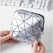 日系時尚破裂紋多功能收納包銀色