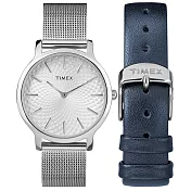 【TIMEX】 天美時 風格系列 經典米蘭帶禮盒組 (銀 TXTWG019500)