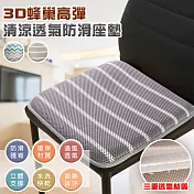 【EZlife】3D蜂巢高彈清涼透氣防滑座墊條紋灰