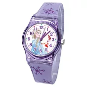 Frozen冰雪奇緣 艾莎和安娜攜手相伴與俏皮雪寶卡通膠錶 - FZ-2302 紫