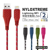 ENERGEA NyloXtreme 超強編織耐彎折防彈絲Lightning快速充電線1.5m 紅色