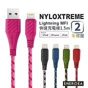 ENERGEA NyloXtreme 超強編織耐彎折防彈絲Lightning快速充電線1.5m 粉色