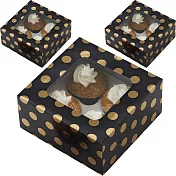 《Wilton》四格瑪芬蛋糕紙盒3入(燙金圓點)