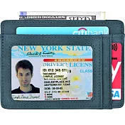 《Kinzd》瘋馬皮防盜證件卡夾(藍)