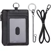 《Kinzd》掛繩皮革防盜證件卡夾(黑)