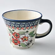 波蘭陶 紅白彩卉系列 寬口茶杯 240 ml 波蘭手工製