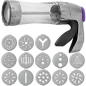 《Wilton》不鏽鋼餅乾擠花槍+壓模片12入