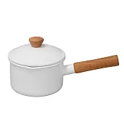 日本野田琺瑯—Couleur系列木柄單手鍋（白．14cm)