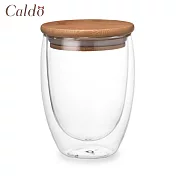 【Caldo卡朵生活】萃時尚雙層隔熱附竹蓋玻璃杯 350ML