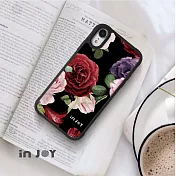 INJOYmall for iPhone XS max 質感玫瑰 耐撞擊磨砂邊框手機殼 黑底款