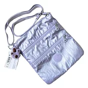 KIPLING 尼龍拉鍊斜揹包-金屬淺紫