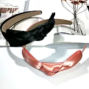 【Ada】韓國流行氣質知性緞面蝴蝶結造型髮帶髮箍 (黑色+粉紅色)組合