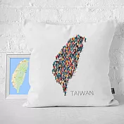 IHERMI 人群台灣地圖 抱枕套 45cm 台灣製